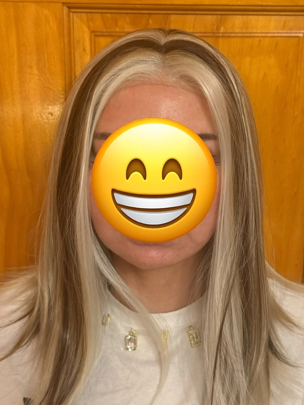 Lace Front Straight Wig Light Blond/Dark Brown Highlights Clip-In Free-Part